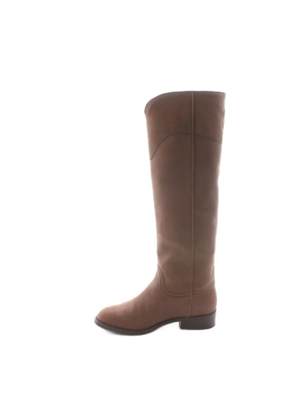 Chanel CC Logo Long Boots Leather Chanki Heels 36c Brown